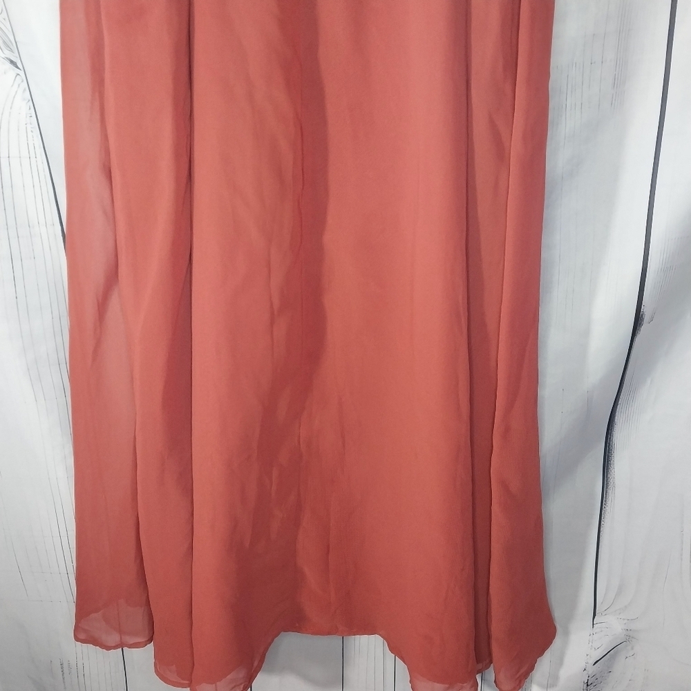 Azazie Karan Junior A-Line Spaghetti Strap Chiffon V-Neck Floor Length Dress - Picture 7 of 9